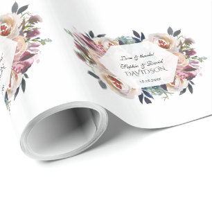 Blaupinkfarbene, geometrische Hochzeitsmonographie Geschenkpapier