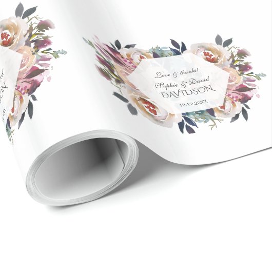 Blaupinkfarbene, geometrische Hochzeitsmonographie Geschenkpapier (Rolleneckpunkt)