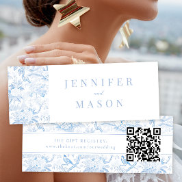 Blauporzellan Hochzeit QR Registrierungskarte