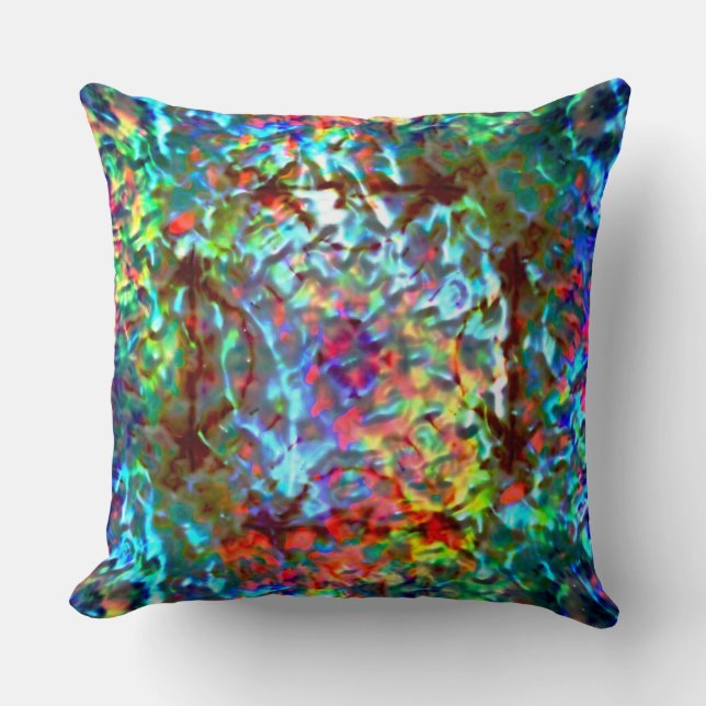 Blaupsychedelischer oder cybernetischer Meeresgest Kissen (Vorderseite)