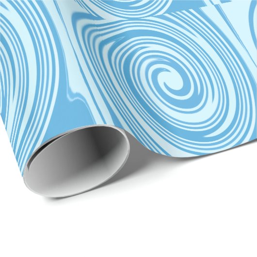 Blaupsychedelisches Swirbelmuster Geschenkpapier (Rolleneckpunkt)