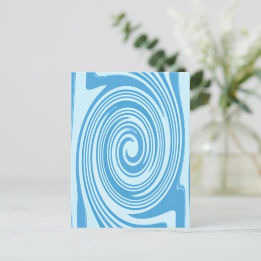 Blaupsychedelisches Swirbelmuster Postkarte (Stehend Vorderseite)