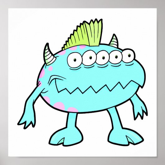 Blaupunk-Mohawkmonster viele Augen Poster (Vorne)