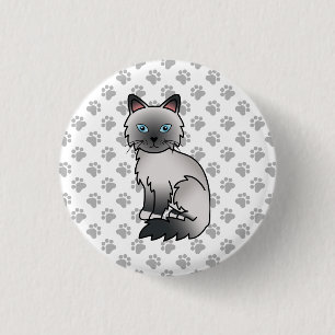 Blaupunkt Birma / Ragdoll Süße Katze & Pfoten Button