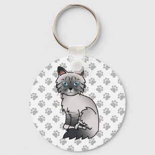 Blaupunkt-Tabby-Birman / Ragdoll-Katzenillustratio Schlüsselanhänger
