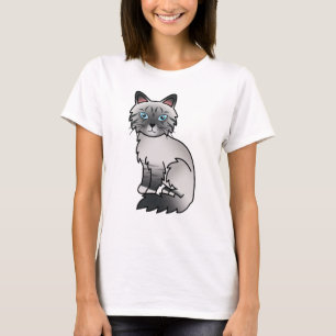 Blaupunkt-Tabby-Birman / Ragdoll Süße Cartoon-Katz T-Shirt