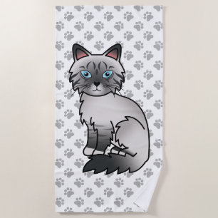 Blaupunkt-Tabby-Birman / Ragdoll Süße Katze & Pfot Strandtuch