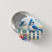 Blauraben-Cottage-Garten-Zaun-Szene Button (Vorne & Hinten)