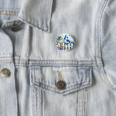 Blauraben-Cottage-Garten-Zaun-Szene Button (Beispiel)