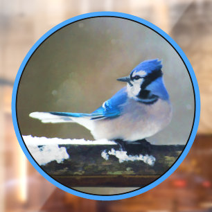 Blauraben-Malerei - Originale Vogelkunst Fensteraufkleber