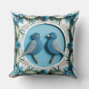 🕊️ Blauraben-Vogel Cottagecore Natur-Dekor 🌸 Kissen