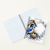 Blaurack auf Nistkasten – Pastell-Blumenillustrati Notizblock (Innenseite)