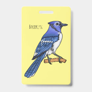 Blauracken-Vogel-Cartoon-Illustration Ausweis