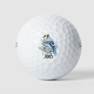 Blauracken-Vogeltier-Monogramm-Kunst Golfball