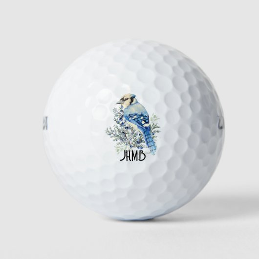 Blauracken-Vogeltier-Monogramm-Kunst Golfball (Vorderseite)