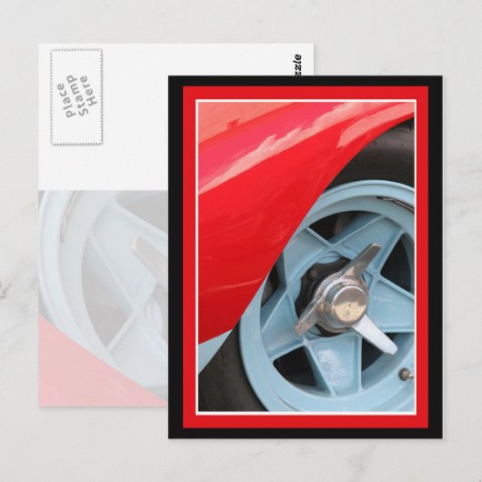 Blaurad und Knockoff Postkarte (Vorne/Hinten)