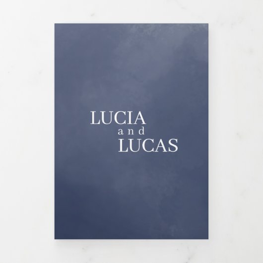 Blaurauchen aller Art in einer QR-Hochzeitseinladu Dreifach-gefaltete Programmkarte (Cover)