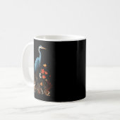 Blaureiher-Blumen-Wildblumen-Vogelschau Kaffeetasse (Vorderseite Links)