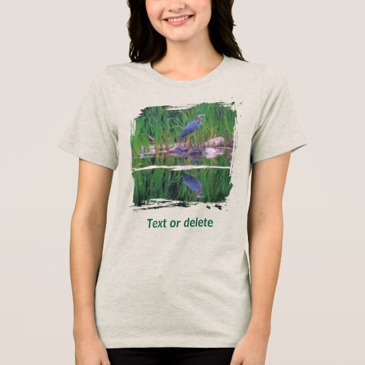 Blaureiher-Reflexions-Tiermalerei Tri-Blend Shirt (Vorderseite)