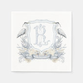 Blaureiher-Spezialität-Monogramm-Wappen Serviette (Vorderseite)
