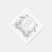 Blaureiher-Spezialität-Monogramm-Wappen Serviette (Ecke)