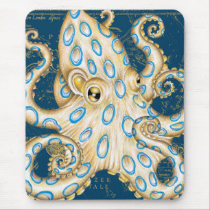 Blauringkropp Indigo Vintage Karte Nautisch Mousepad