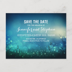 Blauromantische Nachtleuchten Save the Date Postka Ankündigungspostkarte