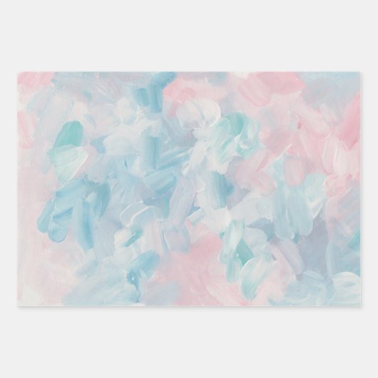 Blaurosa abstrakte Pinselkunst. Moderne, zarte, we Geschenkpapier Set (Vorderseite 3)