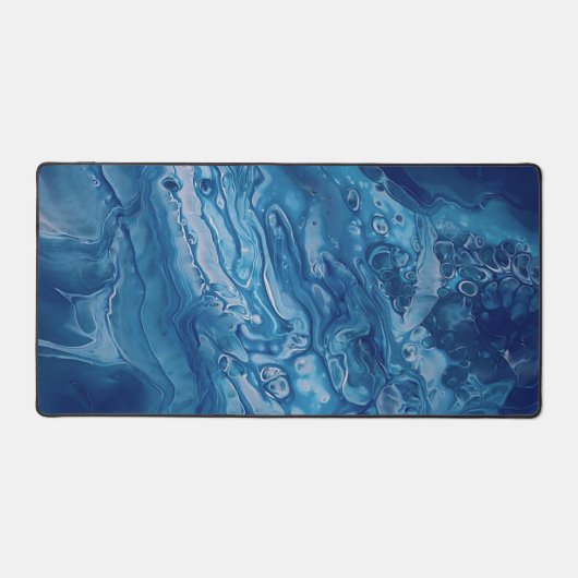 Blaurosa Akryllische Beschichtung Abstrakter Fluid Schreibtischunterlage (Vorderseite)