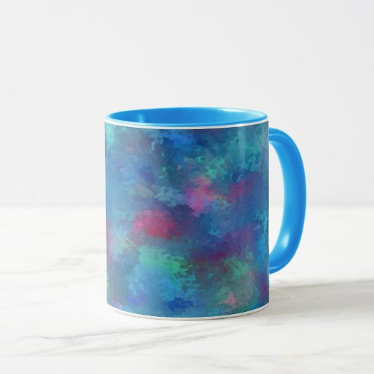 Blaurosa Aquamarine Aquarellabstraktion Tasse (VorderseiteRechts)