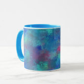 Blaurosa Aquamarine Aquarellabstraktion Tasse (Vorderseite Links)