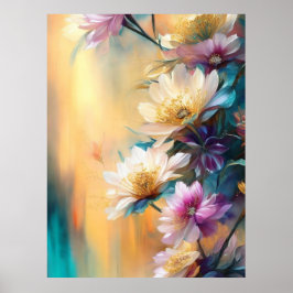 Blaurosa Aquamarine Creme Blume Schöne Blumenbeete Poster