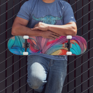 Blaurosa Aquamarine Lilac Aquarellfarben Abstrakti Skateboard