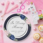 Blaurosa Aquarellfarben Gedenkfeier Pappteller (Party)