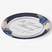 Blaurosa Aquarellfarben Gedenkfeier Pappteller (Schrägansicht)