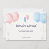 Blaurosa Ballons Geschlecht offenbart Party Einladung (Vorderseite)