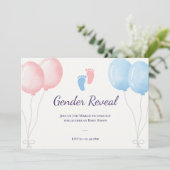 Blaurosa Ballons Geschlecht offenbart Party Einladung (Stehend Vorderseite)