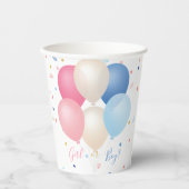 Blaurosa Balloons und Konfetti Geschlecht neutral Pappbecher (Vorderseite)