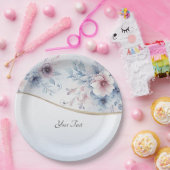 Blaurosa, blaue, florale Papierplatte Pappteller (Party)