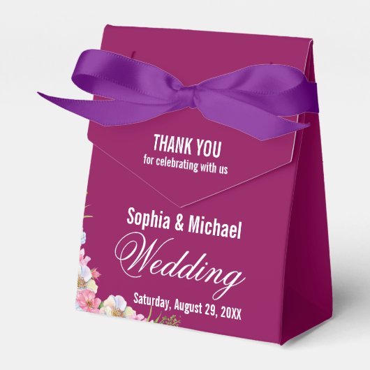 Blaurosa Blume Hochzeit Geschenkschachtel (Vorderseite)