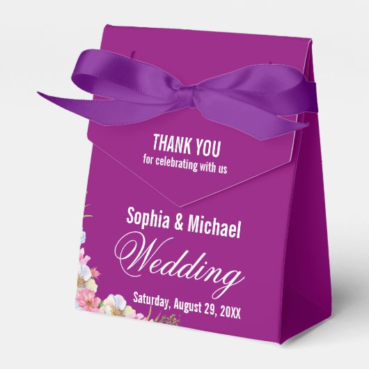 Blaurosa Blume Hochzeit Geschenkschachtel (Vorderseite)