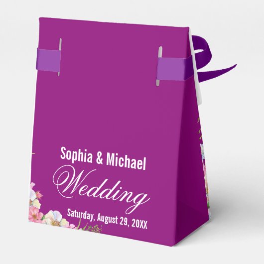 Blaurosa Blume Hochzeit Geschenkschachtel (Rückseite)