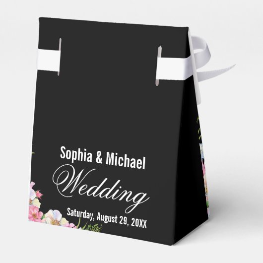 Blaurosa Blume Hochzeit Geschenkschachtel (Rückseite)