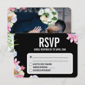 Blaurosa Blume Hochzeit RSVP Karte (Vorne/Hinten)