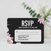 Blaurosa Blume Hochzeit RSVP Karte (Stehend Vorderseite)