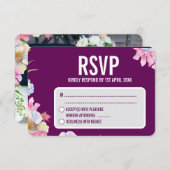 Blaurosa Blume Hochzeit RSVP Karte (Vorne/Hinten)