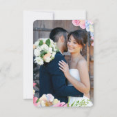 Blaurosa Blume Hochzeit RSVP Karte (Rückseite)