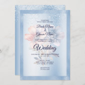 Blaurosa Blume Hochzeitsfeiern Einladung (Vorne/Hinten)