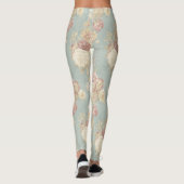 Blaurosa Blume Shabby Chic Leggings (Rückseite)