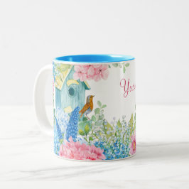 Blaurosa Blume Zweifarbige Tasse